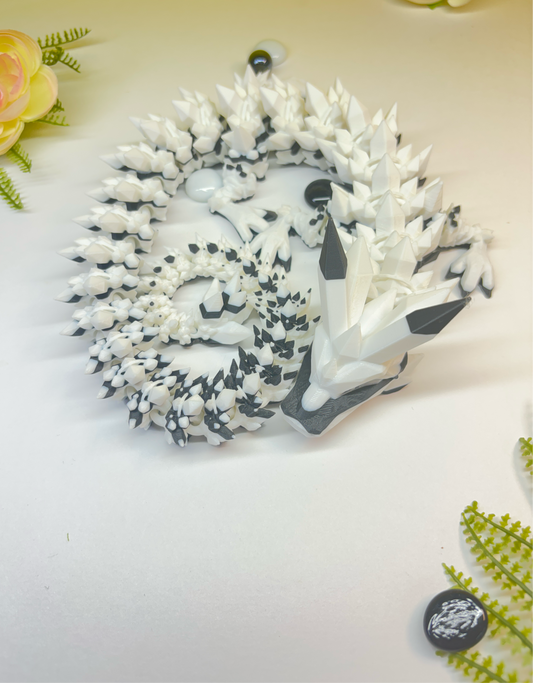 Crystal Dragon | PLA | 3D PRINTED  Black and White | MULTICOLOR