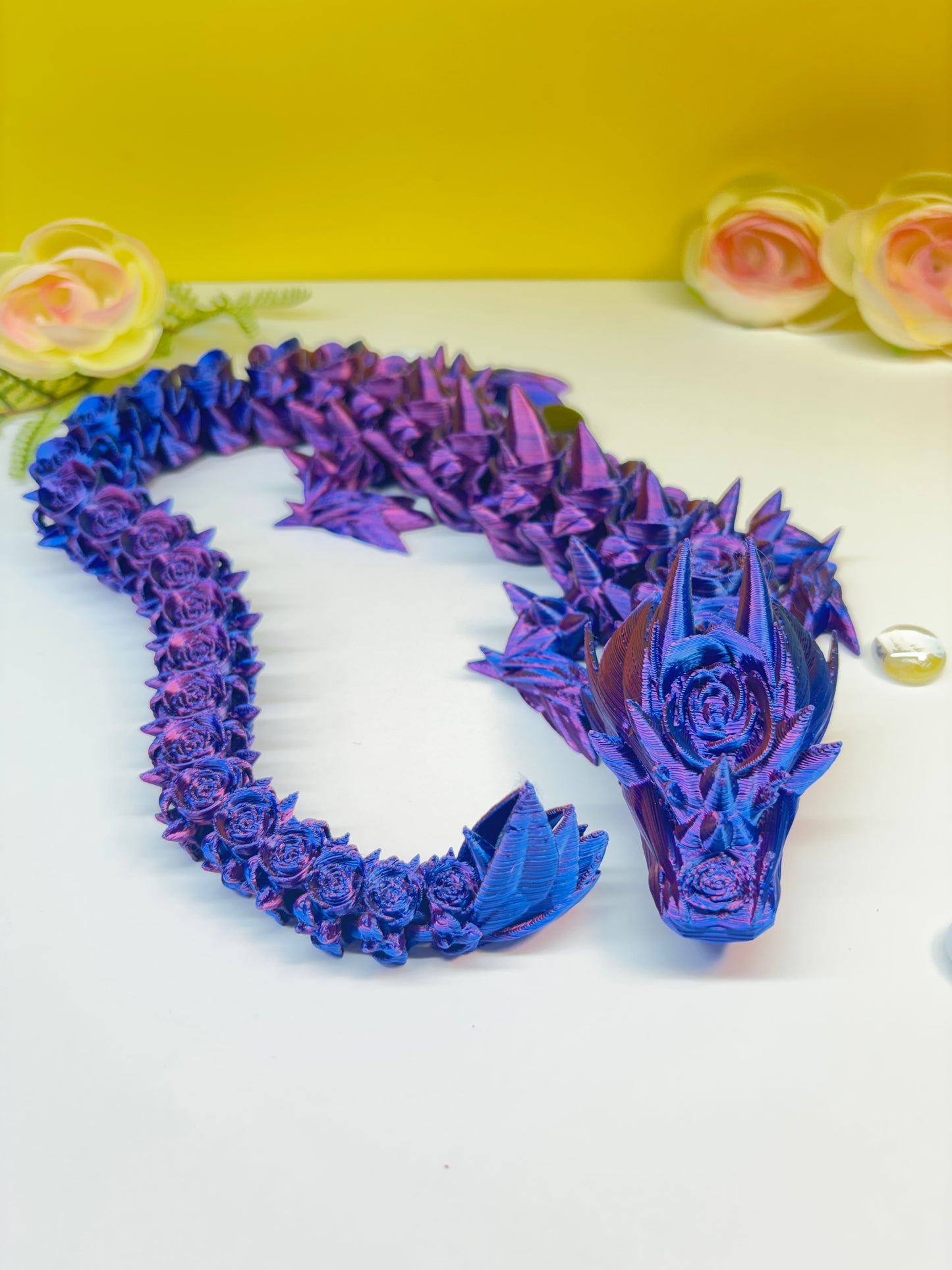 Rose Dragon | PLA | 3D PRINTED |RED AND BLUE|  |1 OF 1|