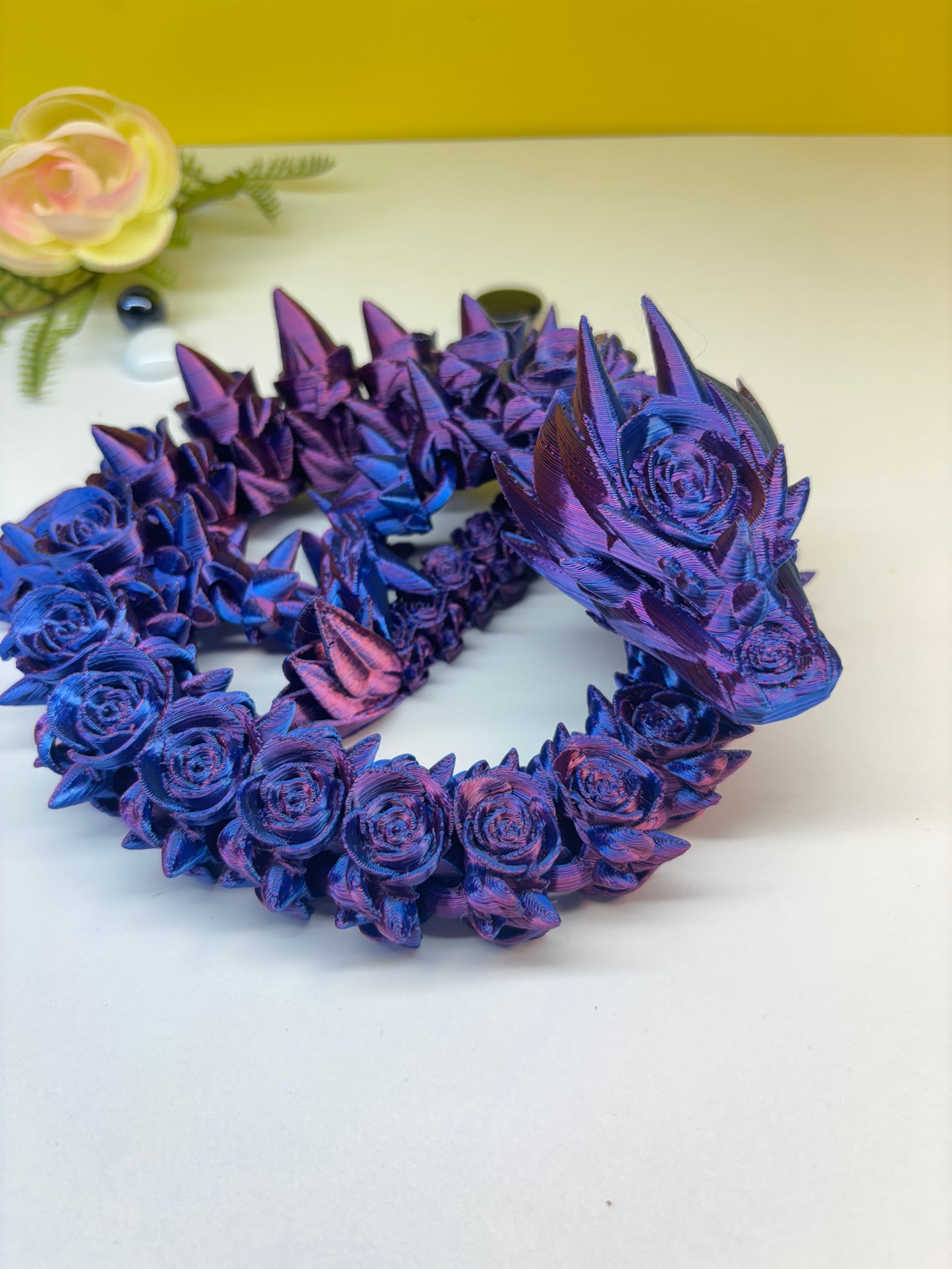 Rose Dragon | PLA | 3D PRINTED |RED AND BLUE|  |1 OF 1|